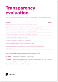 Click the thumbnail of the transparency evaluation checklist to download the checklist PDF. 