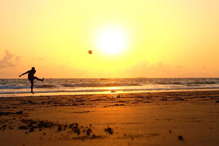 A kick-off for beach football. You start an Agile project kick-off the way you plan to carry on.