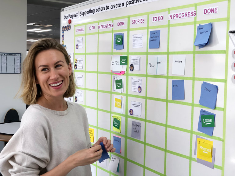 Boost Agile coach at a Kanban board. Create a Kanban board and you can go Agile in an instant